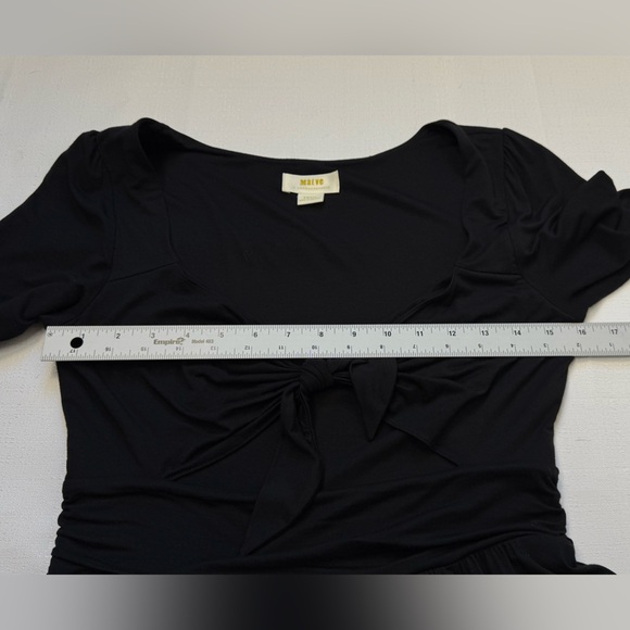 Meave Forever Sweetheart Asymmetrical Fit & Flare Front Bow  Black Dress Small - Picture 7 of 11